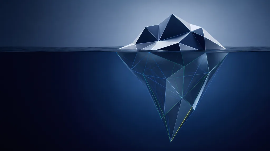 Faceted iceberg over a submerged wireframe lattice, for What is a good conversion rate.