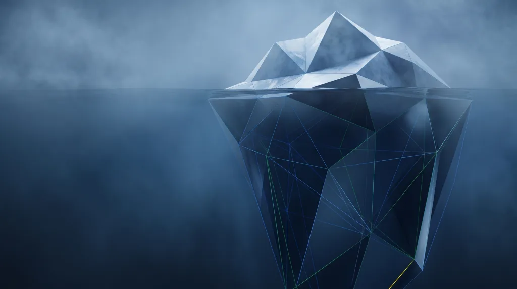 Faceted iceberg, small above the waterline and vast below, for 3 Basic SEO Tips To Optimize Your Site.