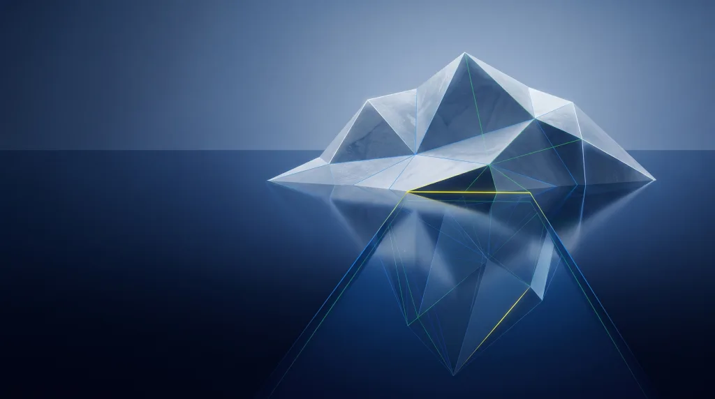 Faceted iceberg above a deep submerged lattice, for starting a conversation with the Lingows team.