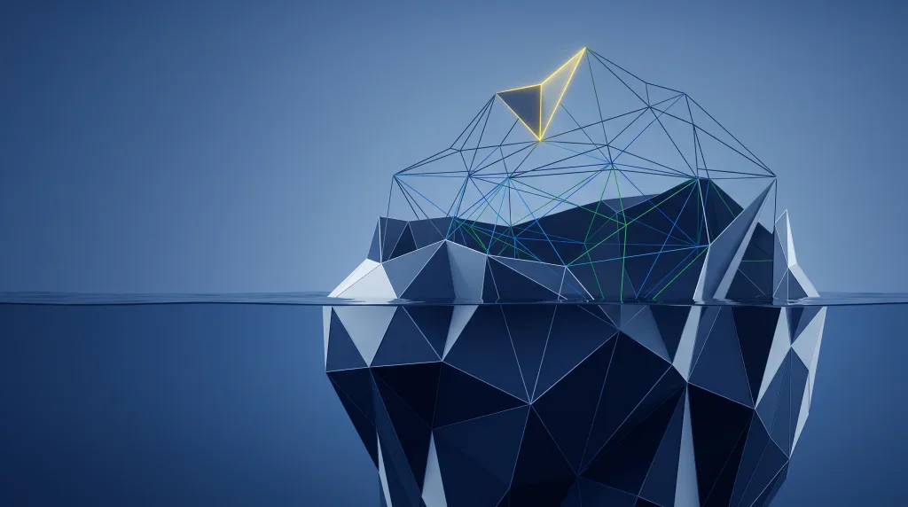 Faceted iceberg above a deep submerged lattice, for implementing the GoogleBoost blueprint week by week.
