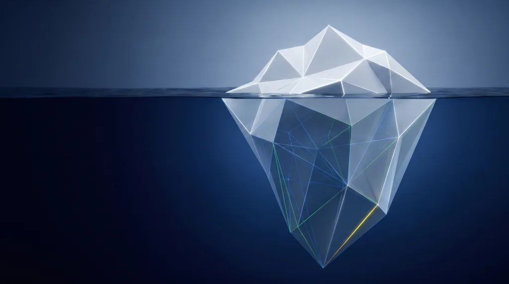 Faceted iceberg with a deep foundation lattice, for dental practices and their patient pipeline, on the Dental page.