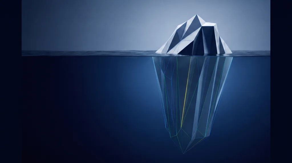 Faceted iceberg with a deep foundation lattice, for gyms, studios and fitness coaching, on the Fitness page.