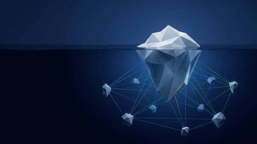Faceted iceberg with a deep foundation lattice, for home services companies on call all day, on the Home services page.