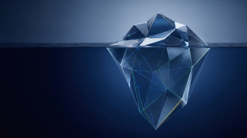 Faceted iceberg with a deep foundation lattice, for med spas and aesthetic practices, on the Med spa page.