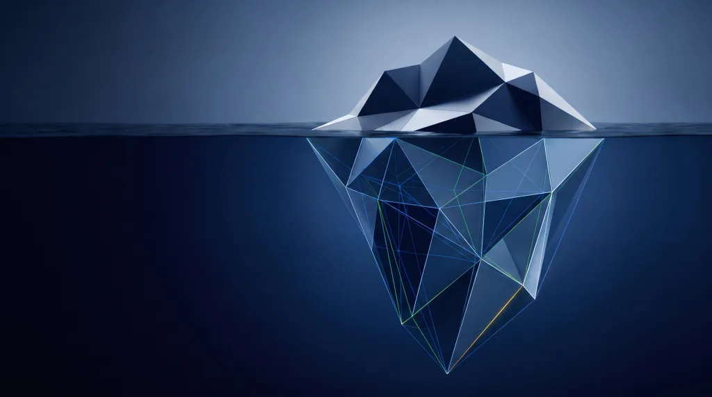 Faceted iceberg with a deep foundation lattice, for real estate teams and brokerages, on the Real estate page.