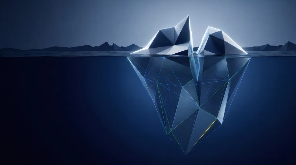 Faceted iceberg above a lattice of submerged structure, for SEO in Arvada.