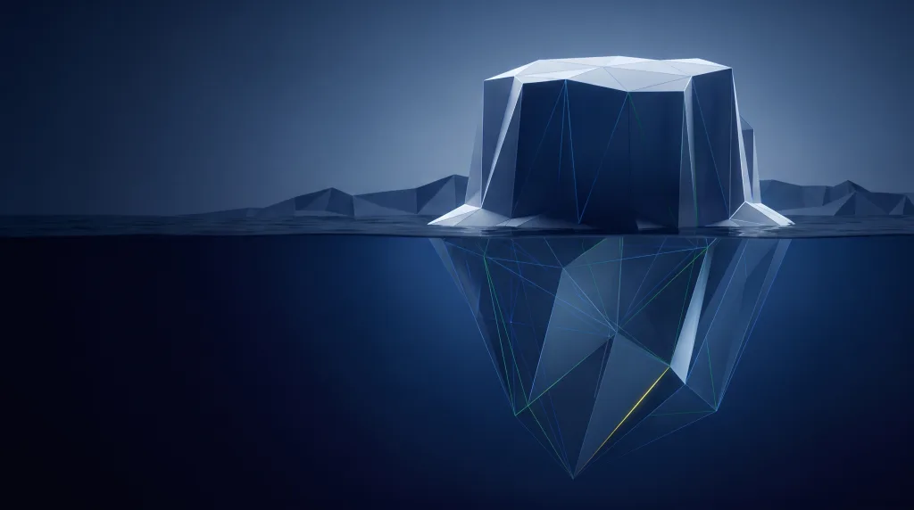 Faceted iceberg above a lattice of submerged structure, for SEO in Castle rock.