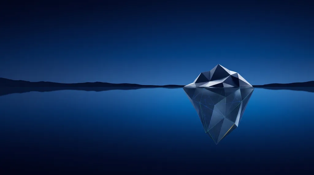 Faceted iceberg above a lattice of submerged structure, for marketing and frontend work in Erie, Colorado, for SEO in Erie.