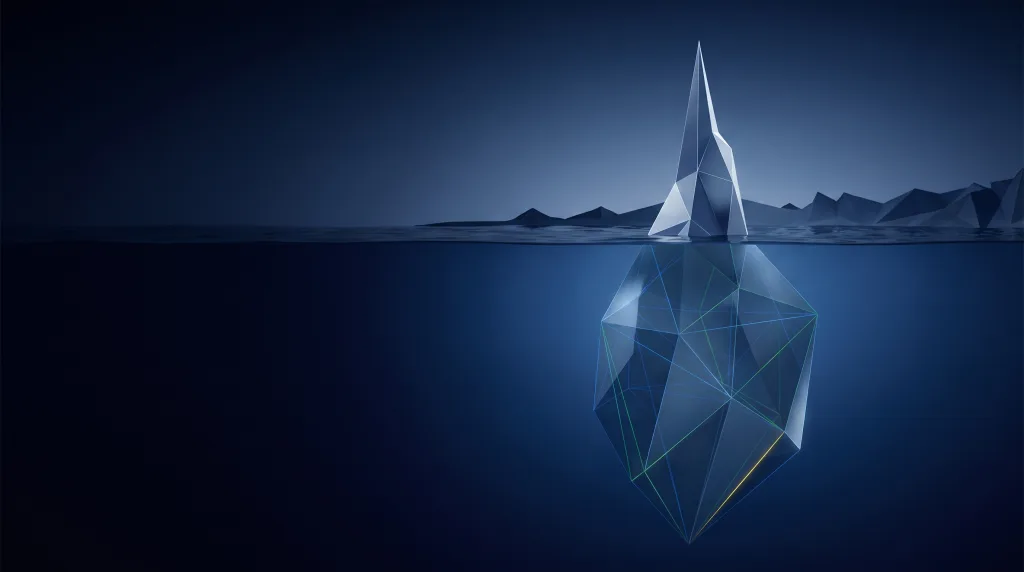 Faceted iceberg above a lattice of submerged structure, for SEO in Lafayette.