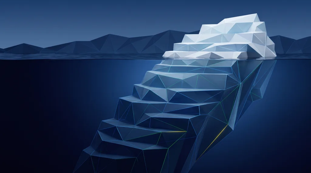 Faceted iceberg above a lattice of submerged structure, for SEO in Littleton.