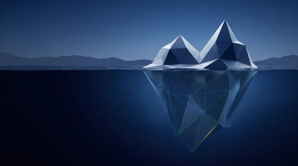 Faceted iceberg above a lattice of submerged structure, for SEO in Louisville.
