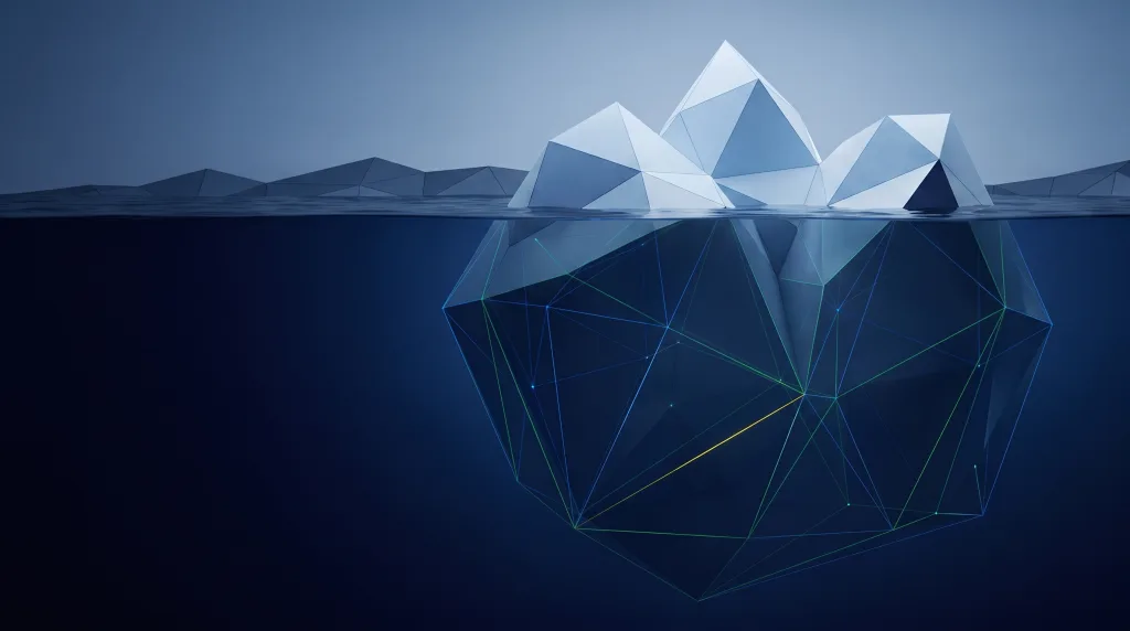 Faceted iceberg above a lattice of submerged structure, for SEO in Thornton.
