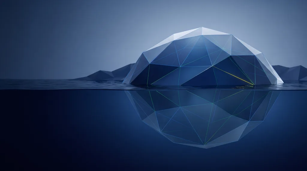 Faceted iceberg above a lattice of submerged structure, for SEO in Westminster.