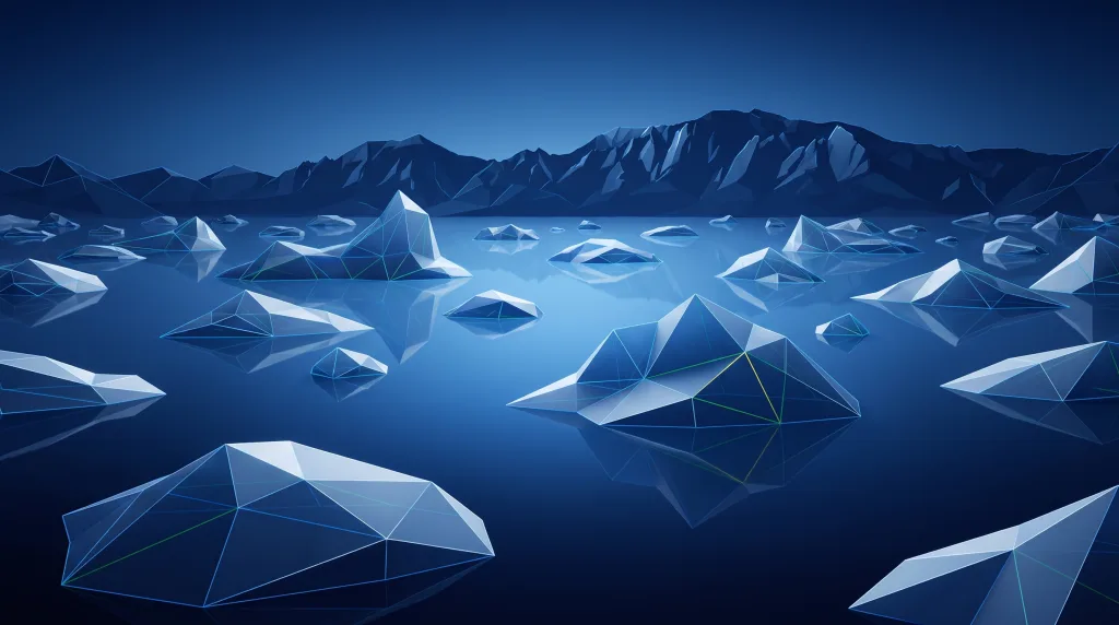 Faceted iceberg above a deep submerged lattice, for the Colorado cities Lingows serves.