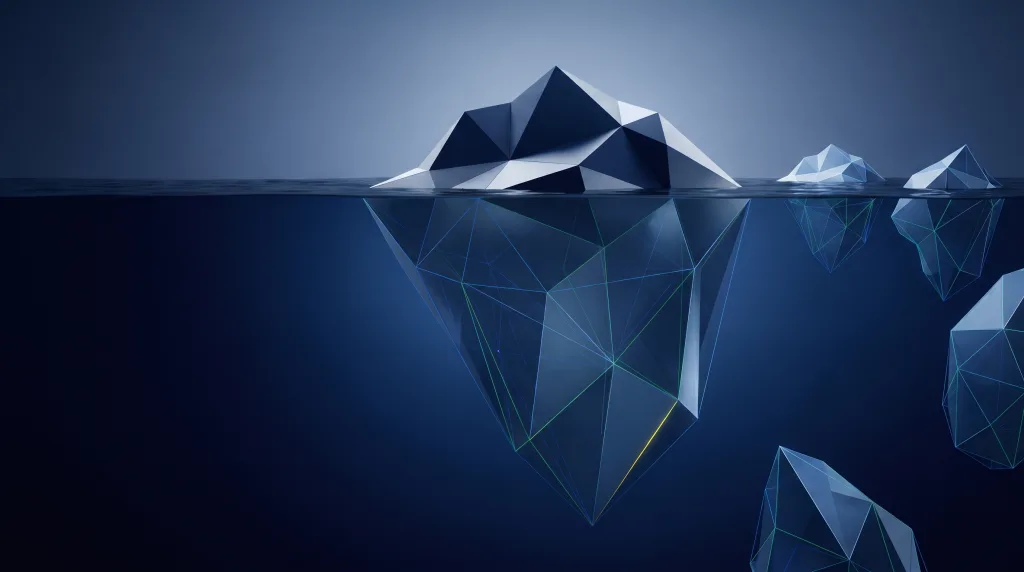 Faceted iceberg above a deep submerged lattice, for what Lingows clients say after launch.