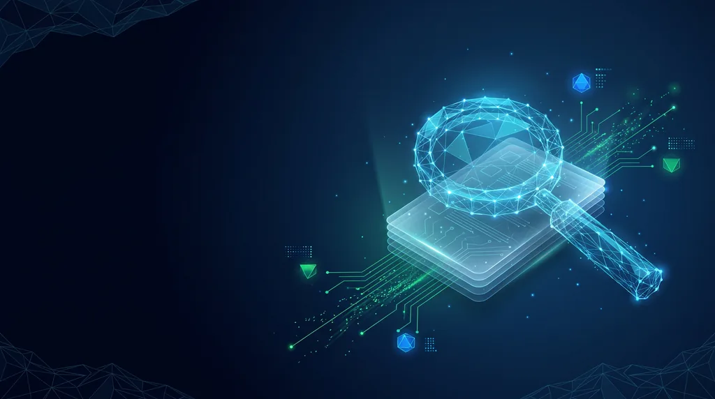 Geometric navy key art of faceted wireframe structure, for an answer engine audit.