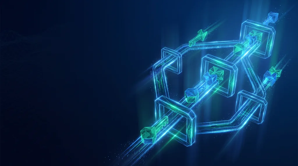 Geometric navy key art of faceted wireframe structure, for schema markup engines can parse.