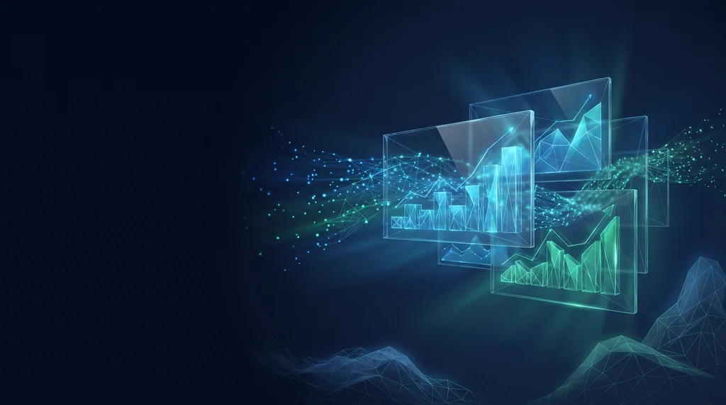 Geometric navy key art of faceted wireframe structure, for operational dashboards.