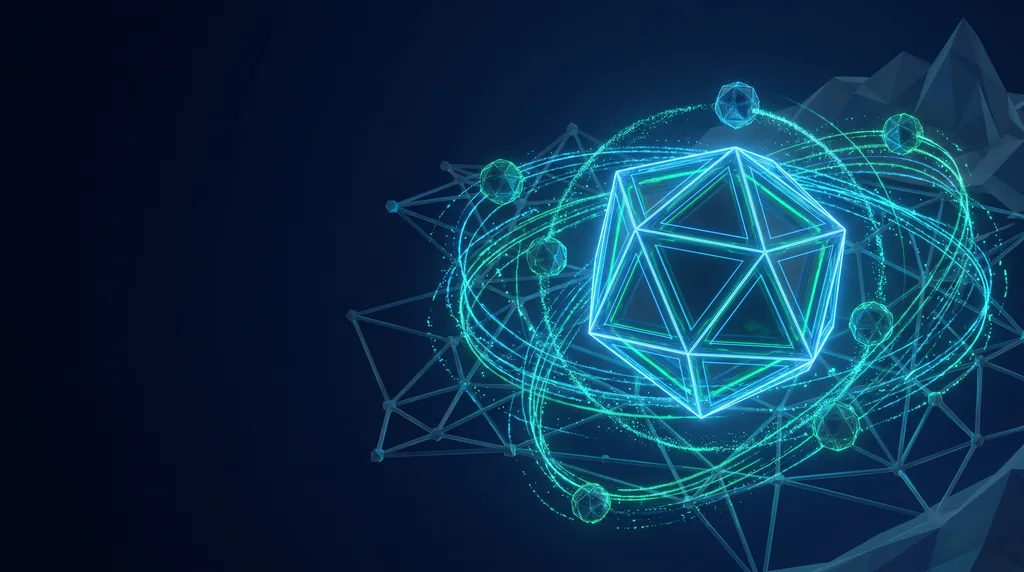 Geometric navy key art of faceted wireframe structure, for the SpinFlow platform build.