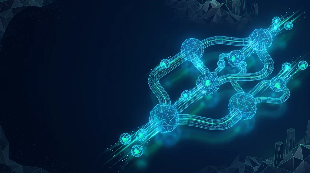 Geometric navy key art of faceted wireframe structure, for agentic workflows.
