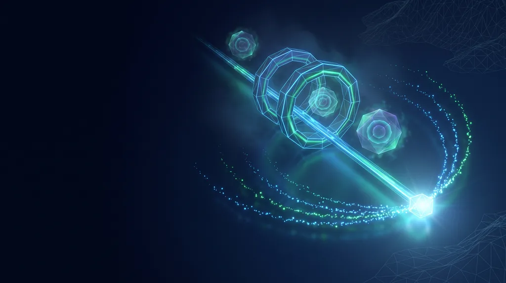 Geometric navy key art of faceted wireframe structure, for success metrics.