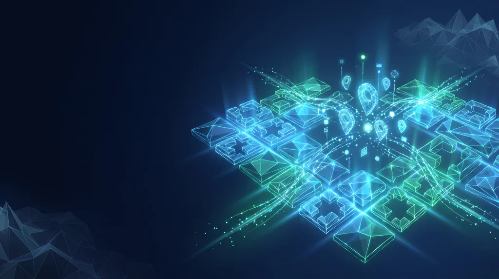 Geometric navy key art of faceted wireframe structure, for local SEO tactics.