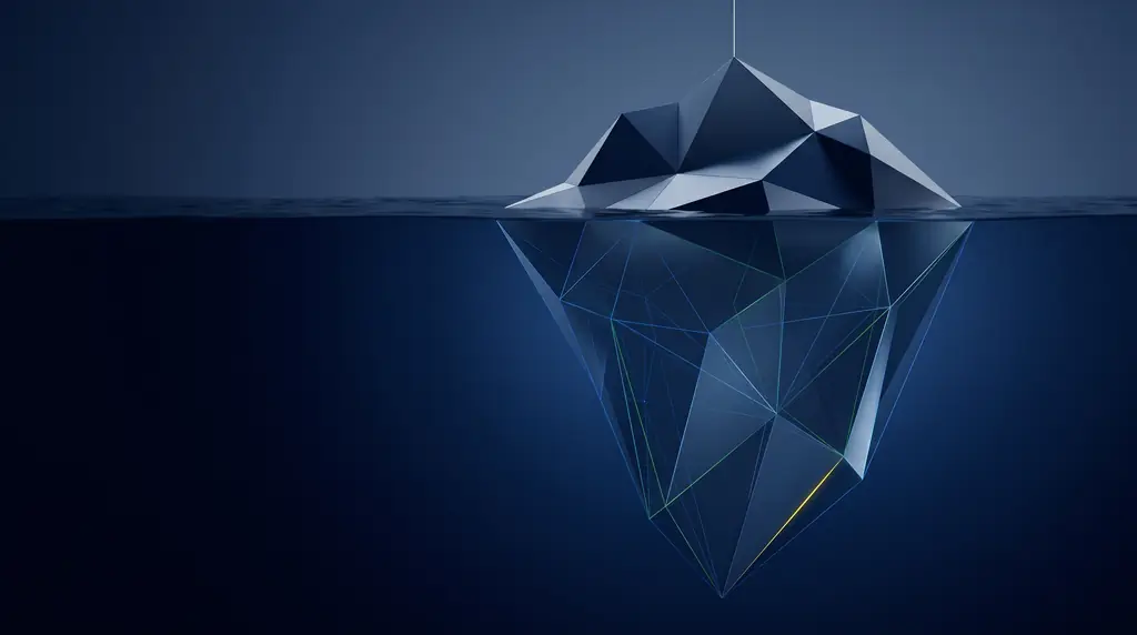 Geometric navy key art of faceted wireframe structure, for Pinterest management for brands with visual products.