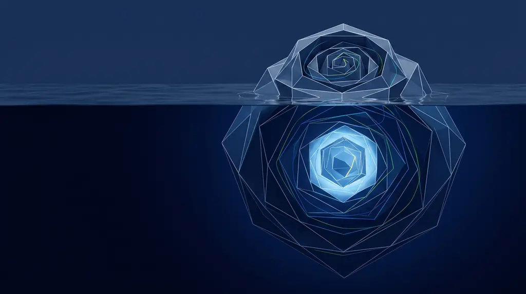 Geometric navy key art of faceted wireframe structure, for Reddit community management for brands that can handle honesty.