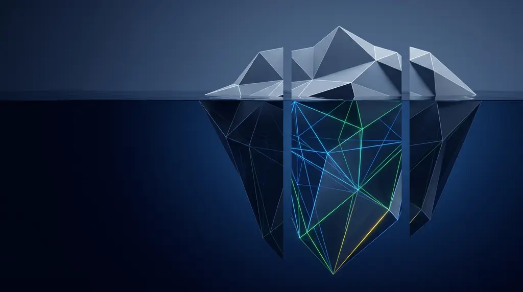 Geometric navy key art of faceted wireframe structure, for short-form video production for Reels, Shorts, and TikTok.