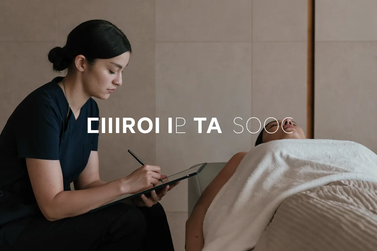 Med spa practitioner consulting with a client in a serene modern treatment suite