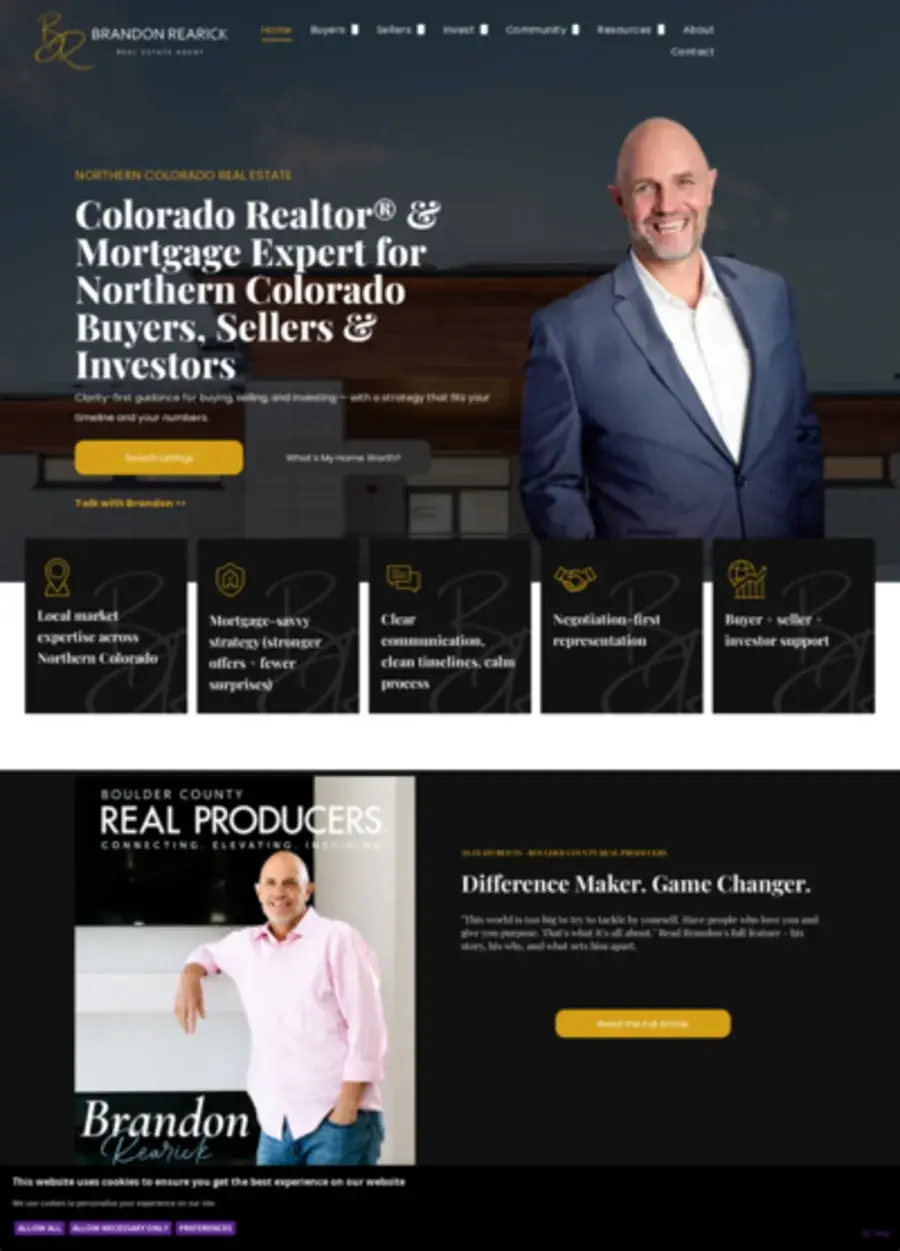 Screenshot of the Brandon Rearick website homepage