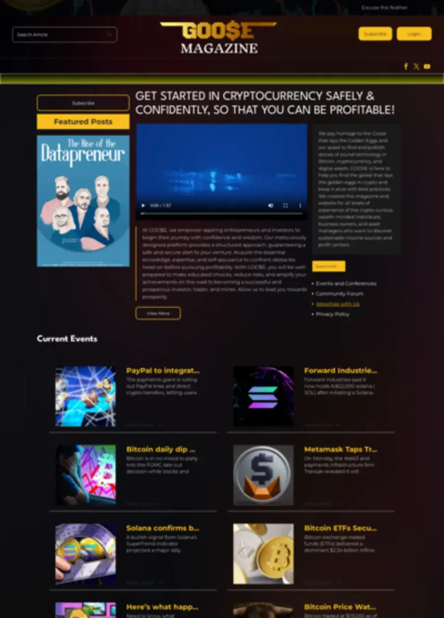 Screenshot of the Goose Magazine website homepage