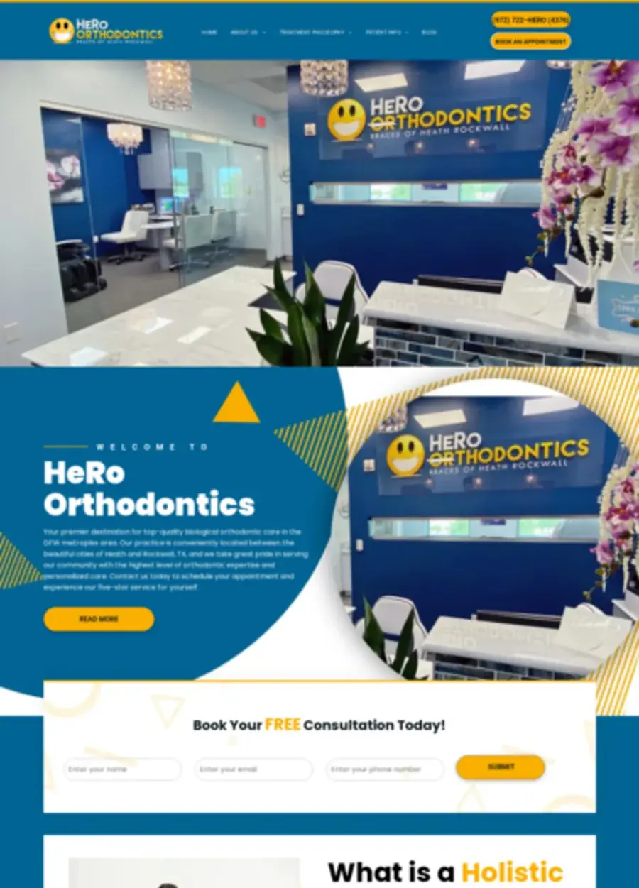 Screenshot of the Hero Orthodontics website homepage