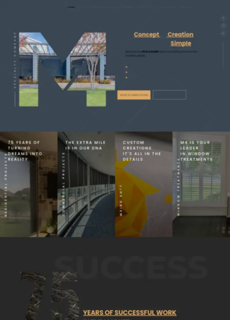 Screenshot of the M4 Specialty website homepage