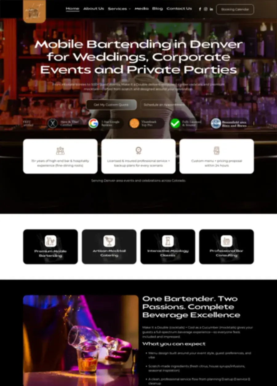 Screenshot of the Make It A Double website homepage