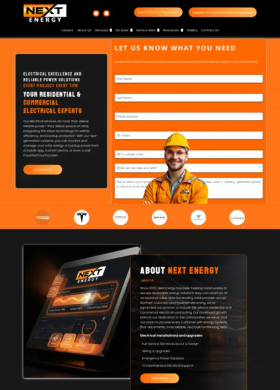 Screenshot of the Next Energy website homepage