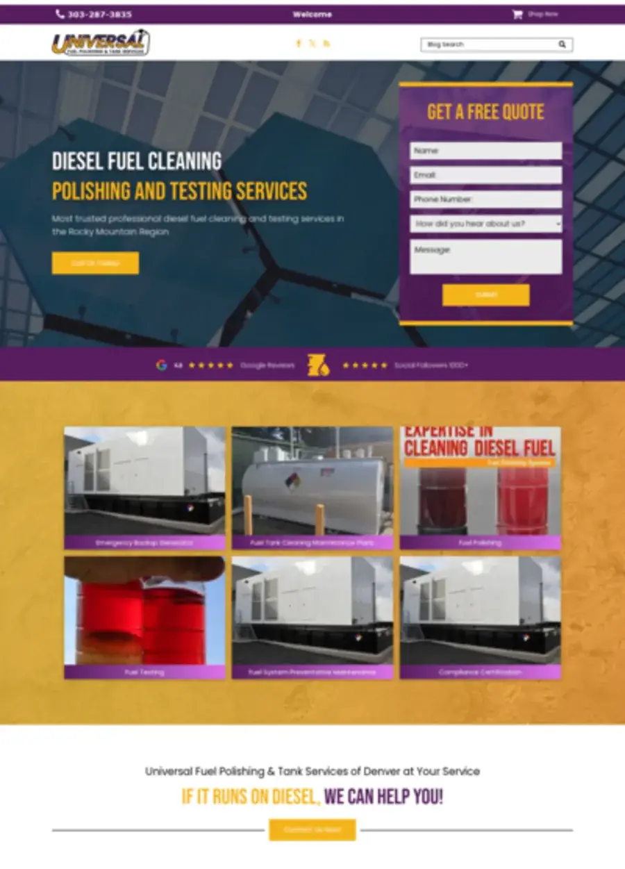 Screenshot of the Universal FTS website homepage