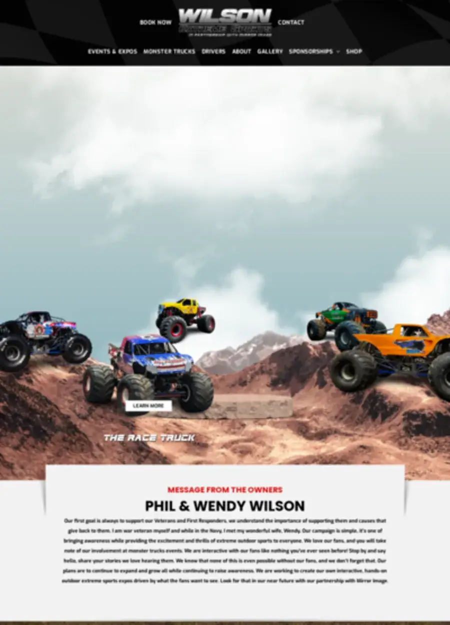 Screenshot of the Wilson Extreme Sports website homepage